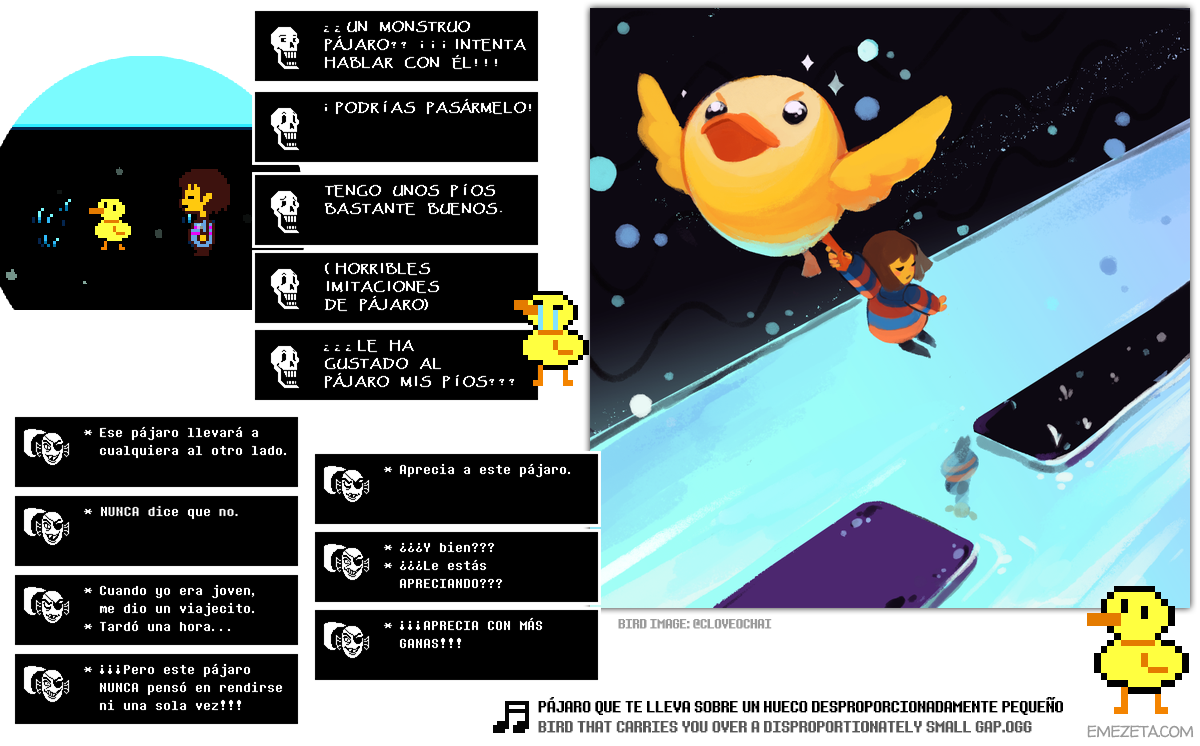 Undertale: Bird that carries you over a disproportionately small gap