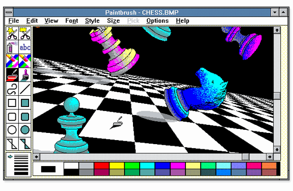 Aplicaciones antiguas: Microsoft PaintBrush (Win95)