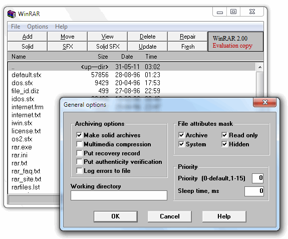 Aplicaciones antiguas: WinRAR 2.00