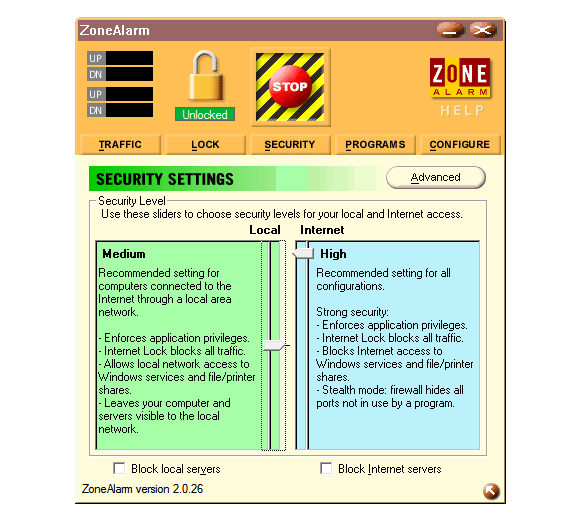 Aplicaciones antiguas: Zone Alarm 2.0