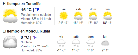 Google: Tiempo o clima (humedad, viento, temperatura, predicción...)