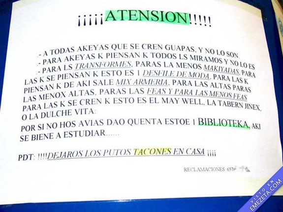 Carteles desconcertantes: Atension biblioteka