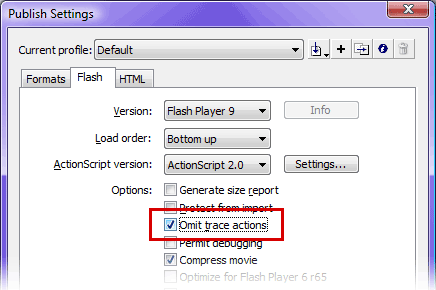 flash omit trace actions