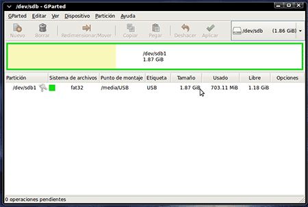 Administrador de discos Linux GParted