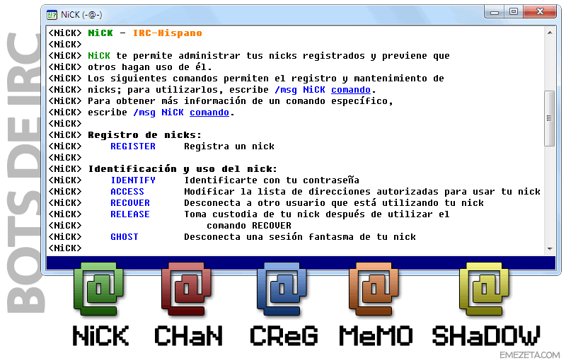 IRC: Bots de irc nick chan creg memo