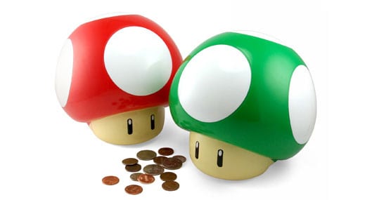 accesorios hucha mario toad seta roja seta verde