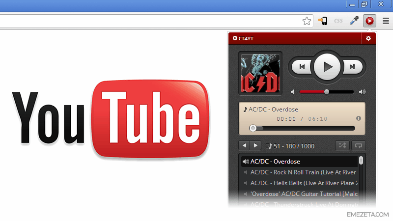Reproductores de música: CT4YT (Extensión de Chrome)