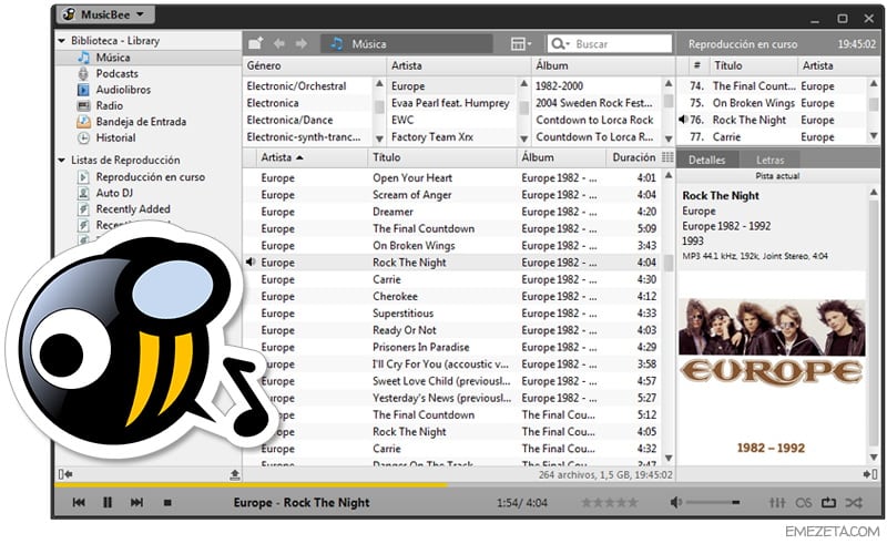 Reproductores de música: Musicbee
