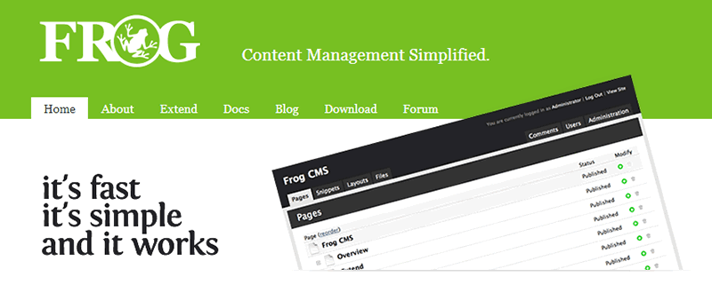 Alternativas a WordPress: Frog CMS