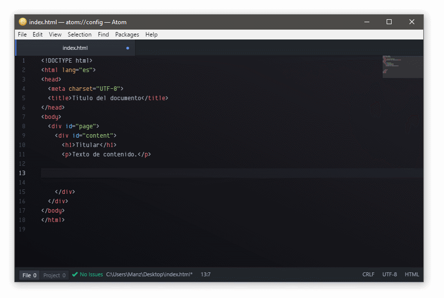 EMMET en Atom Editor