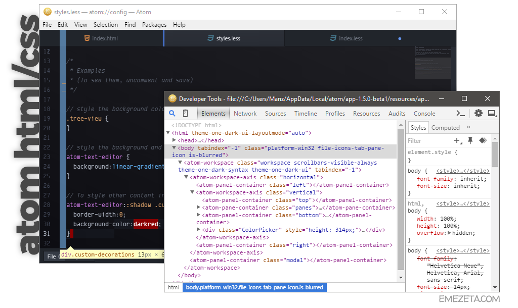 El núcleo de Atom: HTML y CSS