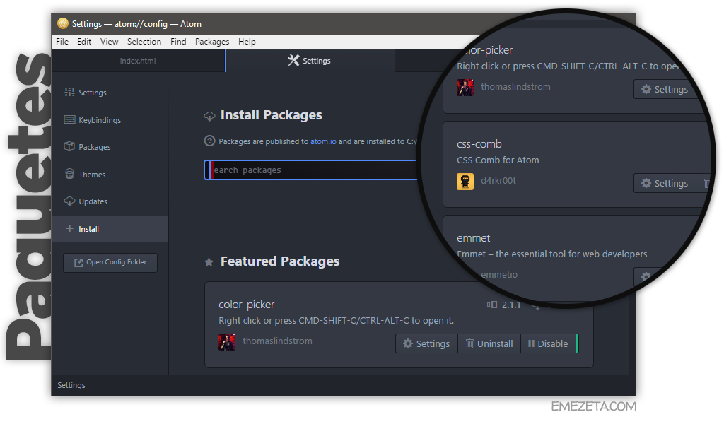 Actualmente, Atom dispone de más de 3.500 paquetes (plugins)