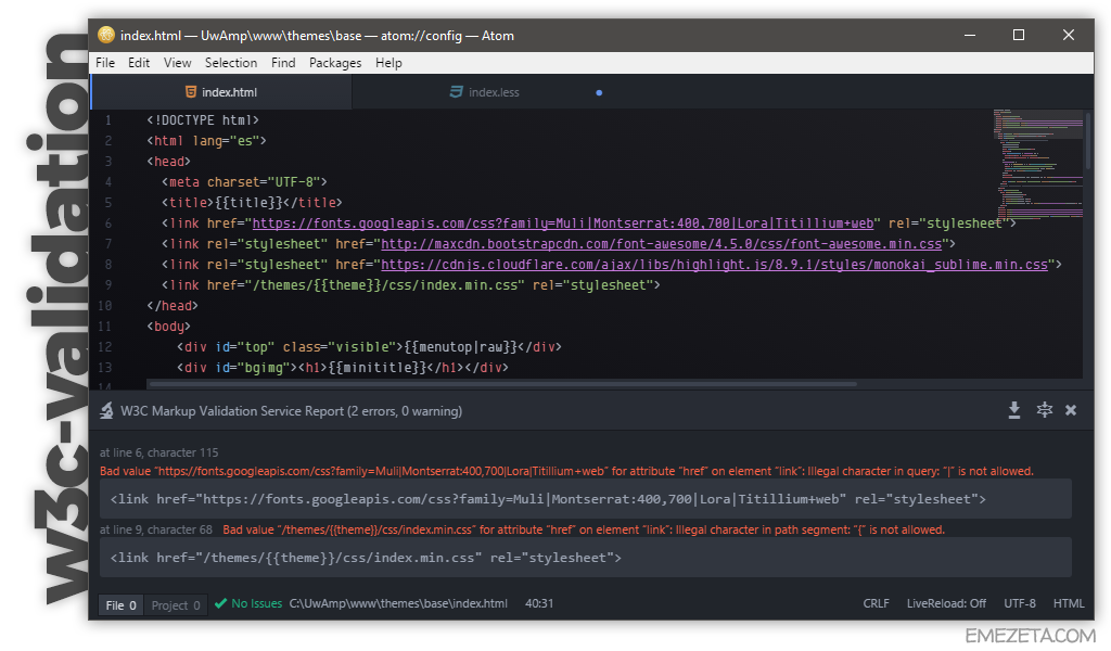 W3C Validation: Validar errores HTML directamente desde el editor