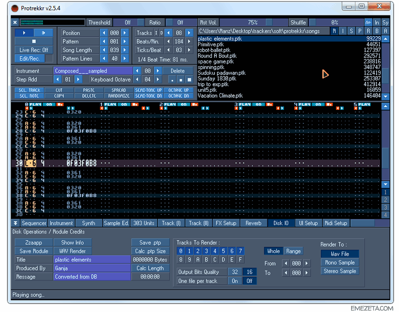 Trackers musicales: Protrekkr