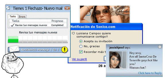 Banners de contactos, citas, mensajes o chicas impresionantemente sexuales