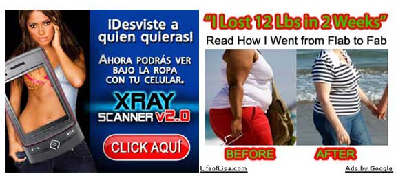 Banners que muestran un producto falso o engañoso