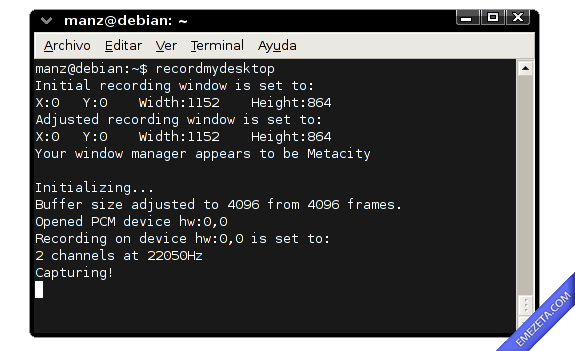 Capturar pantalla en video (screencast): Recordmydesktop