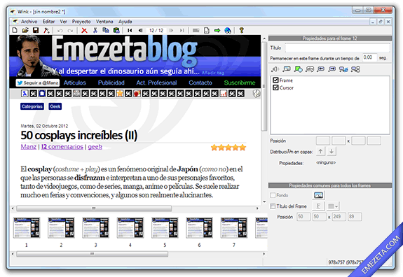 Capturar pantalla en video (screencast): Wink