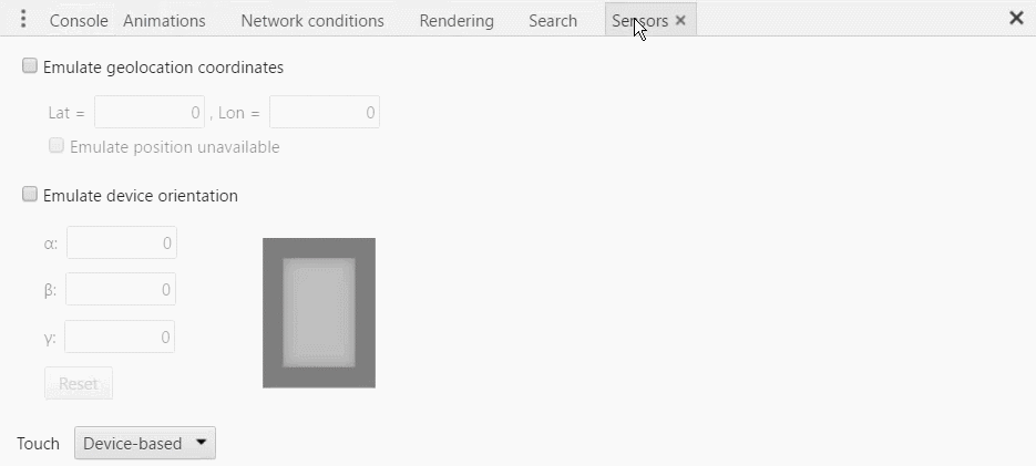 Emulador de sensores y GPS de Chrome Developer Tools