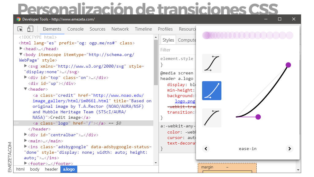 Chrome Dev Tools: Transiciones