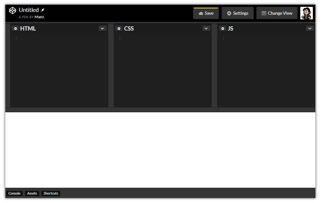 Codepen en blanco: Un pen