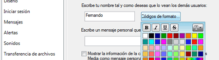 codigos colores nick msn messenger msn windows live