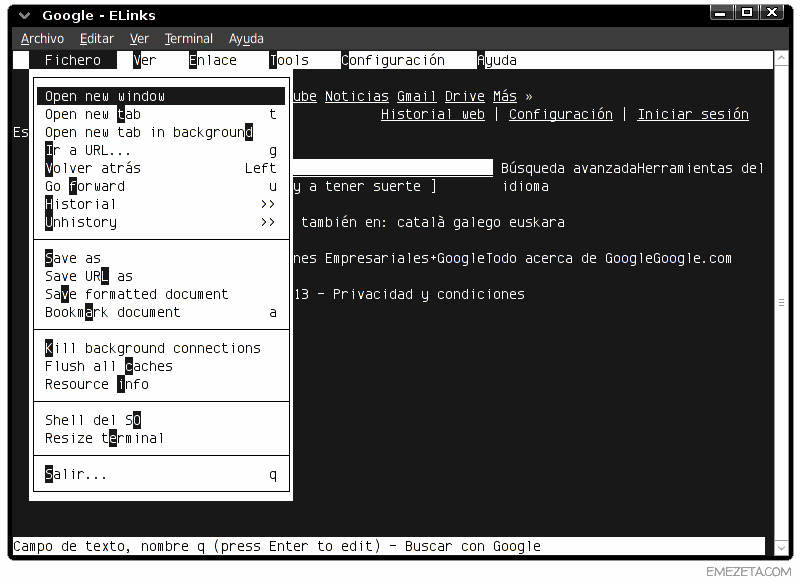 Comandos para GNU/Linux: Elinks