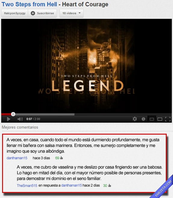 Comentarios de youtube: A veces en casa