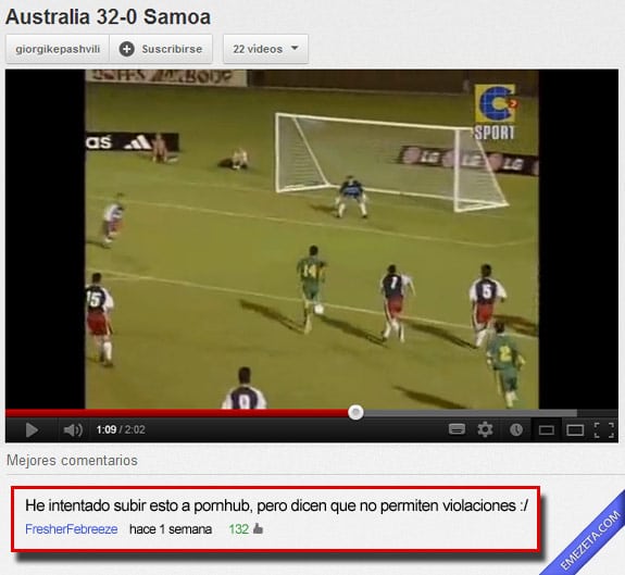 Comentarios de youtube: Australia samoa