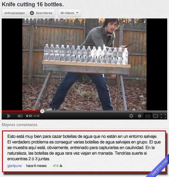 Comentarios de youtube: Botellas agua