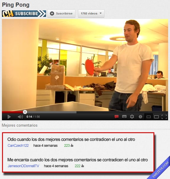 Comentarios de youtube: Comentarios contradictorios