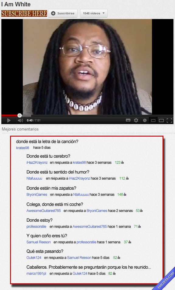 Comentarios de youtube: Donde esta pun