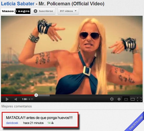 Comentarios de youtube: Leticia sabater
