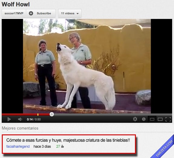 Comentarios de youtube: Majestuosa criatura