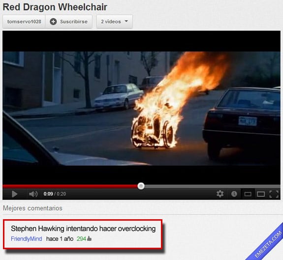Comentarios de youtube: Stephen hawking overclocking
