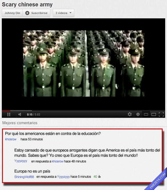 Comentarios de Youtube: Europa pais
