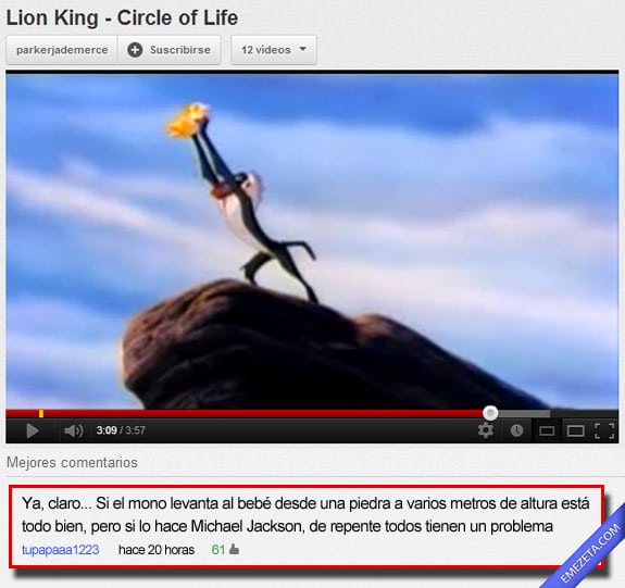 Comentarios de Youtube: Michael jackson rey leon