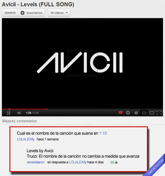 Comentarios de Youtube: Nombre cambiante