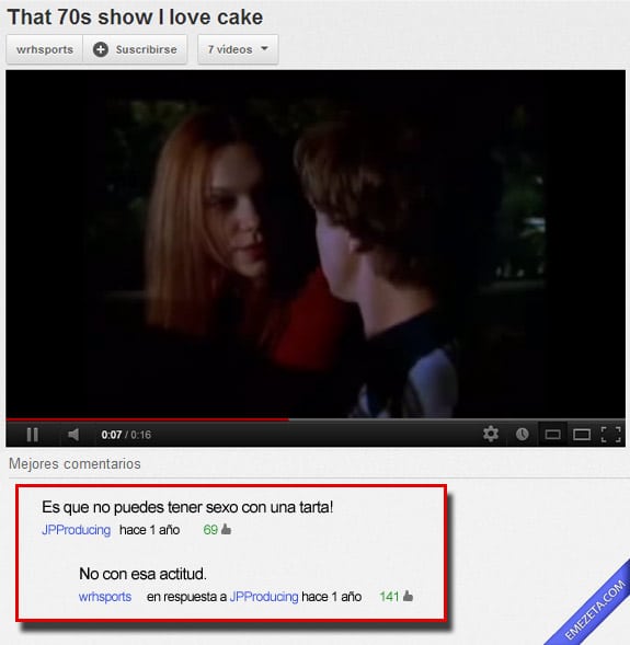 Comentarios de Youtube: Sexo tarta