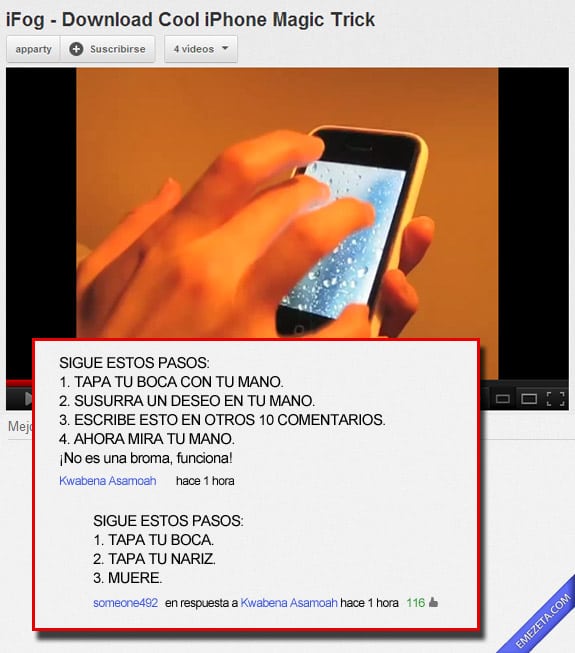 Comentarios de Youtube: Tapa tu boca