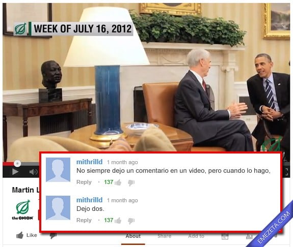 Comentarios de Youtube: Dejo dos