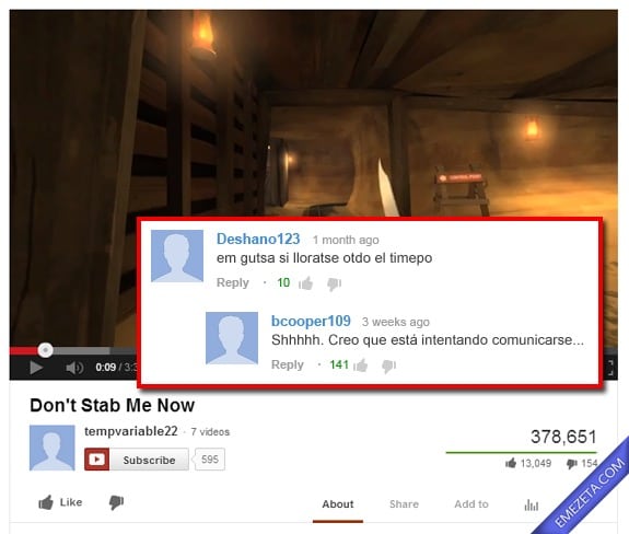 Comentarios de Youtube: Em gutsa