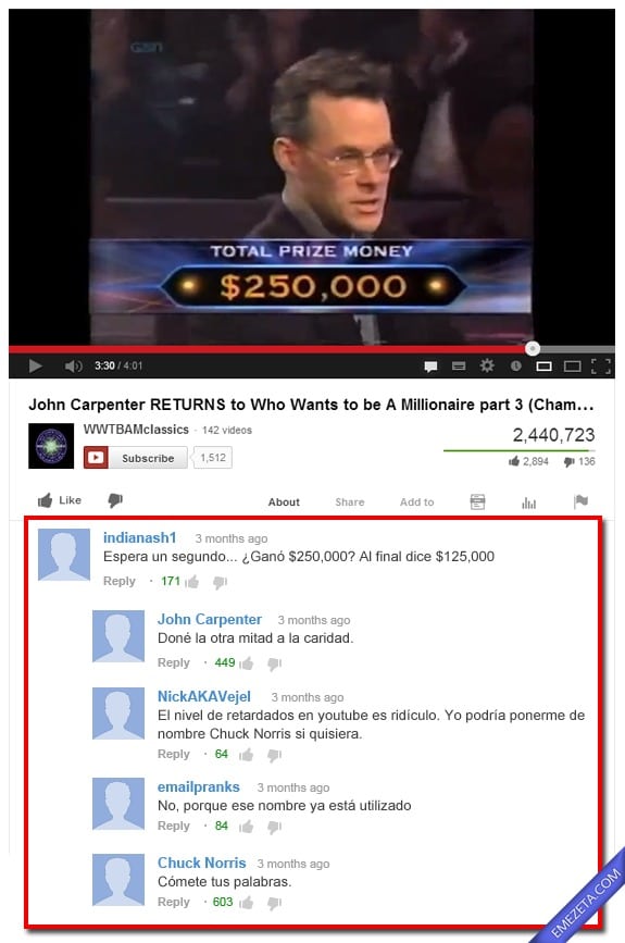 Comentarios de Youtube: John carpenter