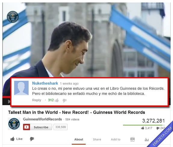 Comentarios de Youtube: Libro guinness records