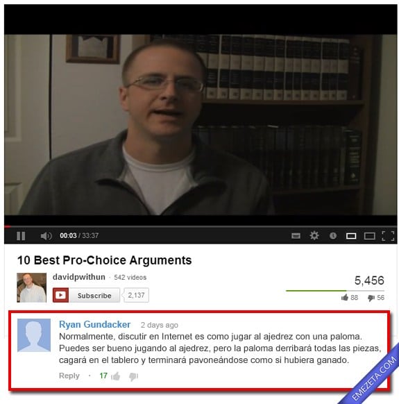 Comentarios de Youtube: Paloma ajedrez