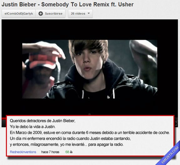 Los mejores comentarios de youtube: Justin bieber radio