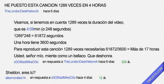 Los mejores comentarios de youtube: Segundos sheldon