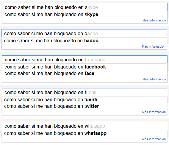Google: Como saber si me han bloqueado en skype, badoo, facebook, tuenti, twitter o whatsapp.