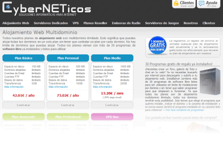 cyberneticos web hosting alojamiento