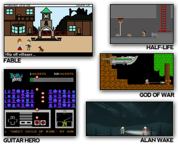 Demake: Re-edición de un juego con un estilo anterior o retro al juego original